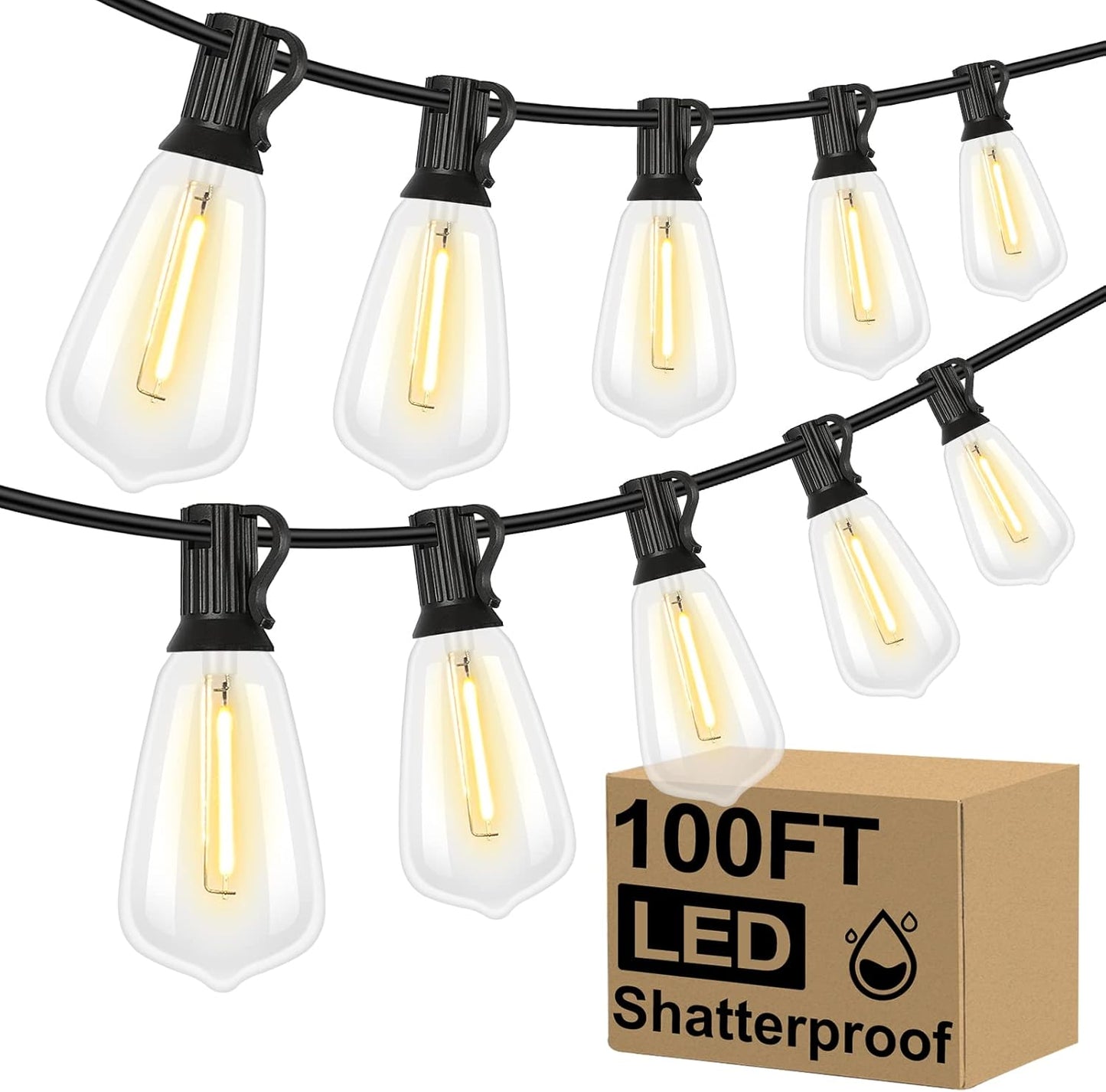LED Outdoor String Lights 100FT Patio Lights