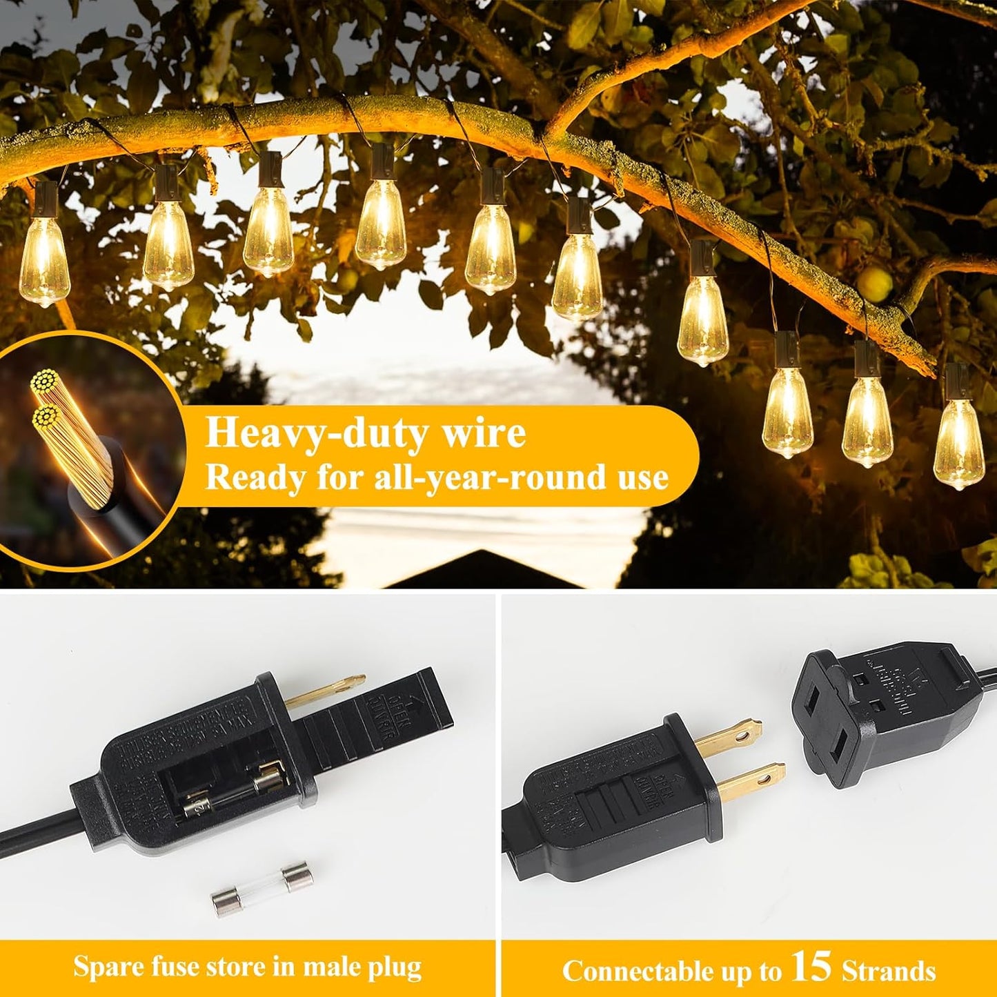 LED Outdoor String Lights 100FT Patio Lights