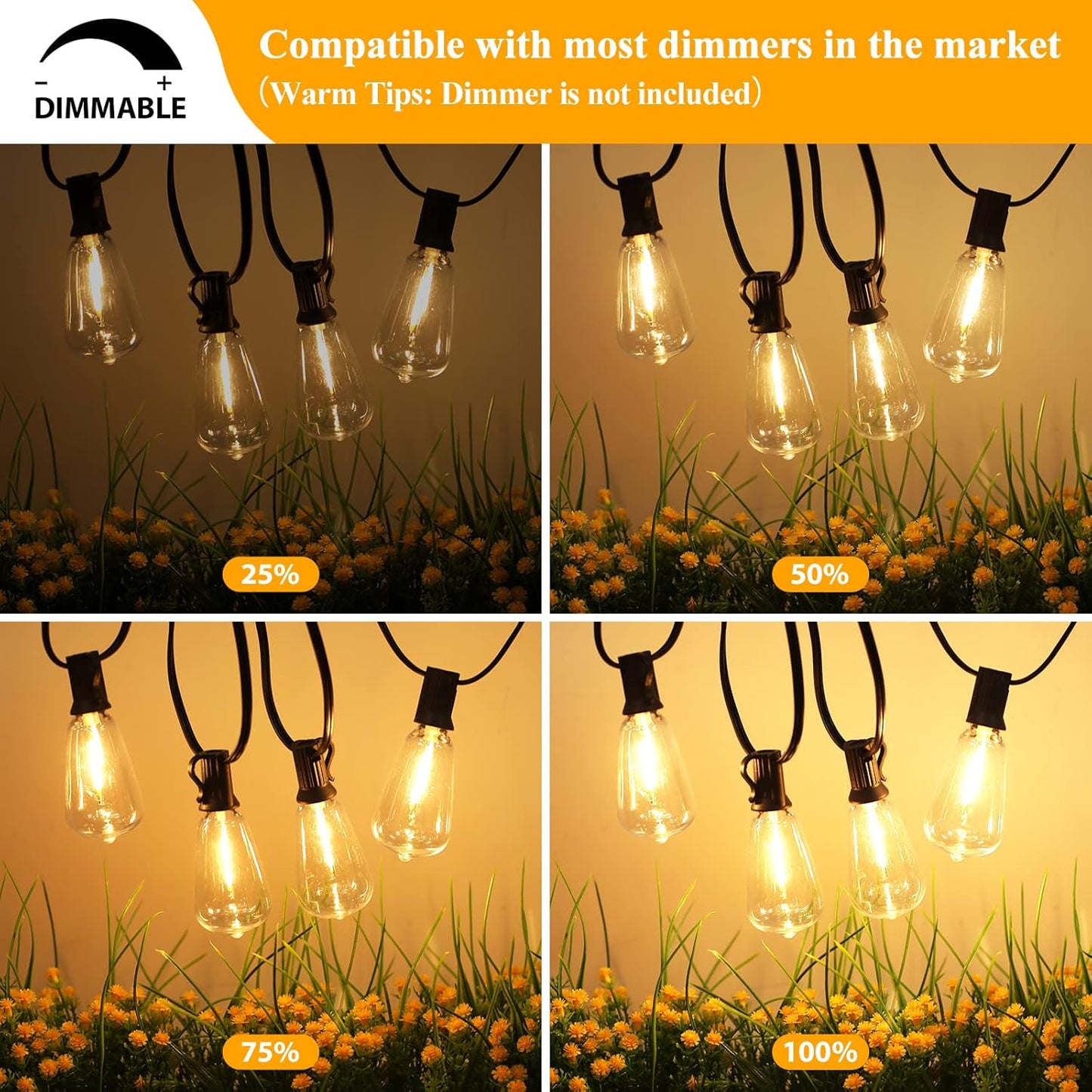 LED Outdoor String Lights 100FT Patio Lights