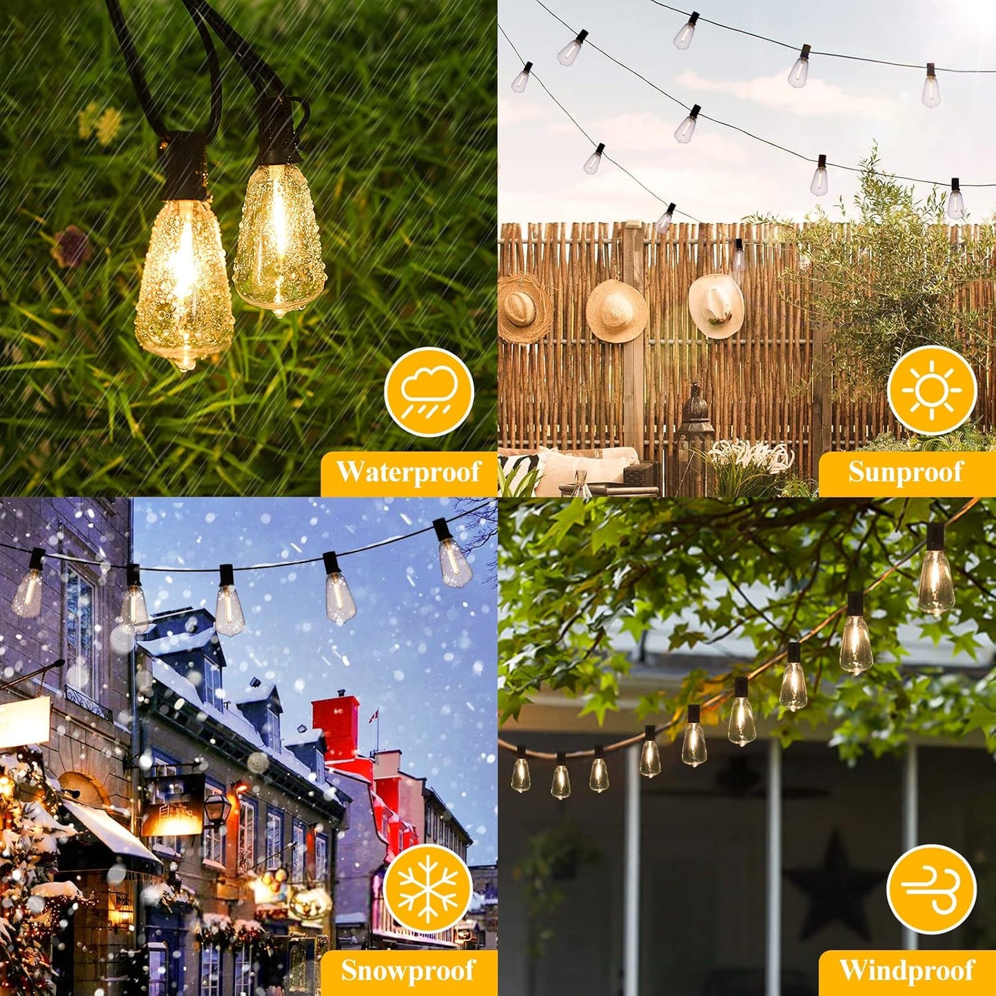 LED Outdoor String Lights 100FT Patio Lights